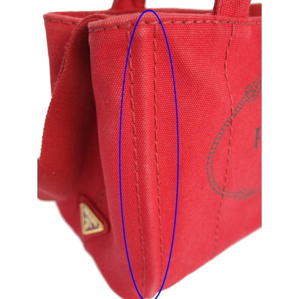 Prada Canapa Convertible 2way Tote Top Handle Shoulder Bag Red - Picture 4 of 9